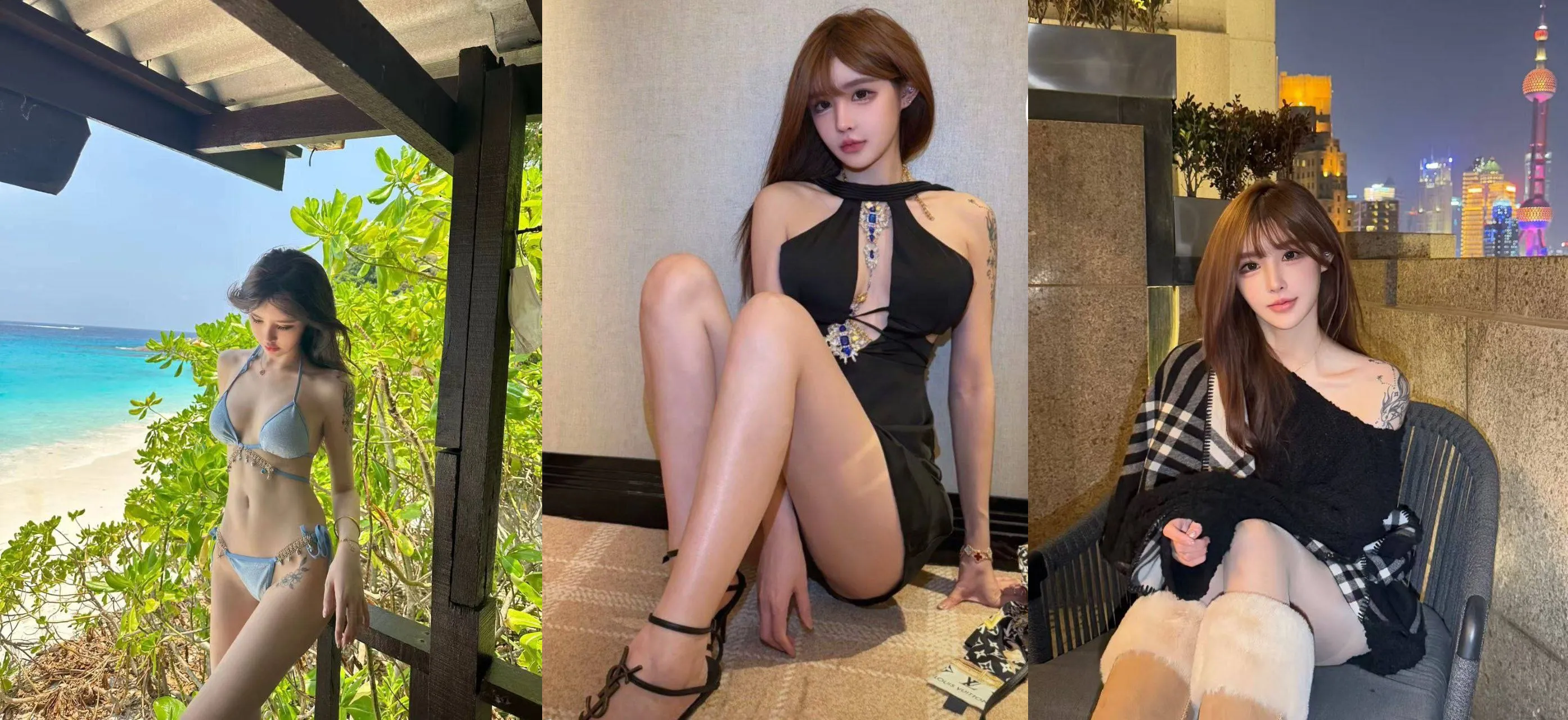 高颜值大长腿抖音网红反差女友 果然女神在金主爸爸面前都是小母狗 各种性感情趣衣白丝开档丝袜 有纹身露脸口交抽插